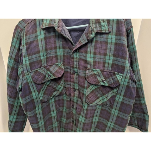 Vintage LL Bean 3/4 Sleeve Quilted Flannel Shirt Jacket Made In USA - Picture 3 of 11